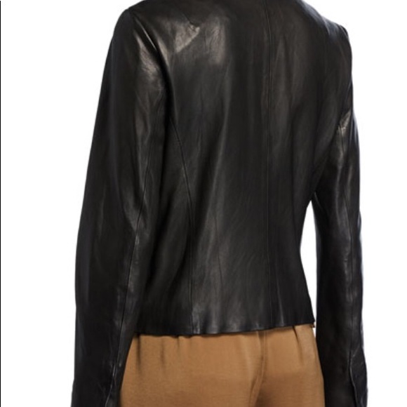 VINCE Soft Cross-Front Leather Moto Black Jacket S - Picture 3 of 12